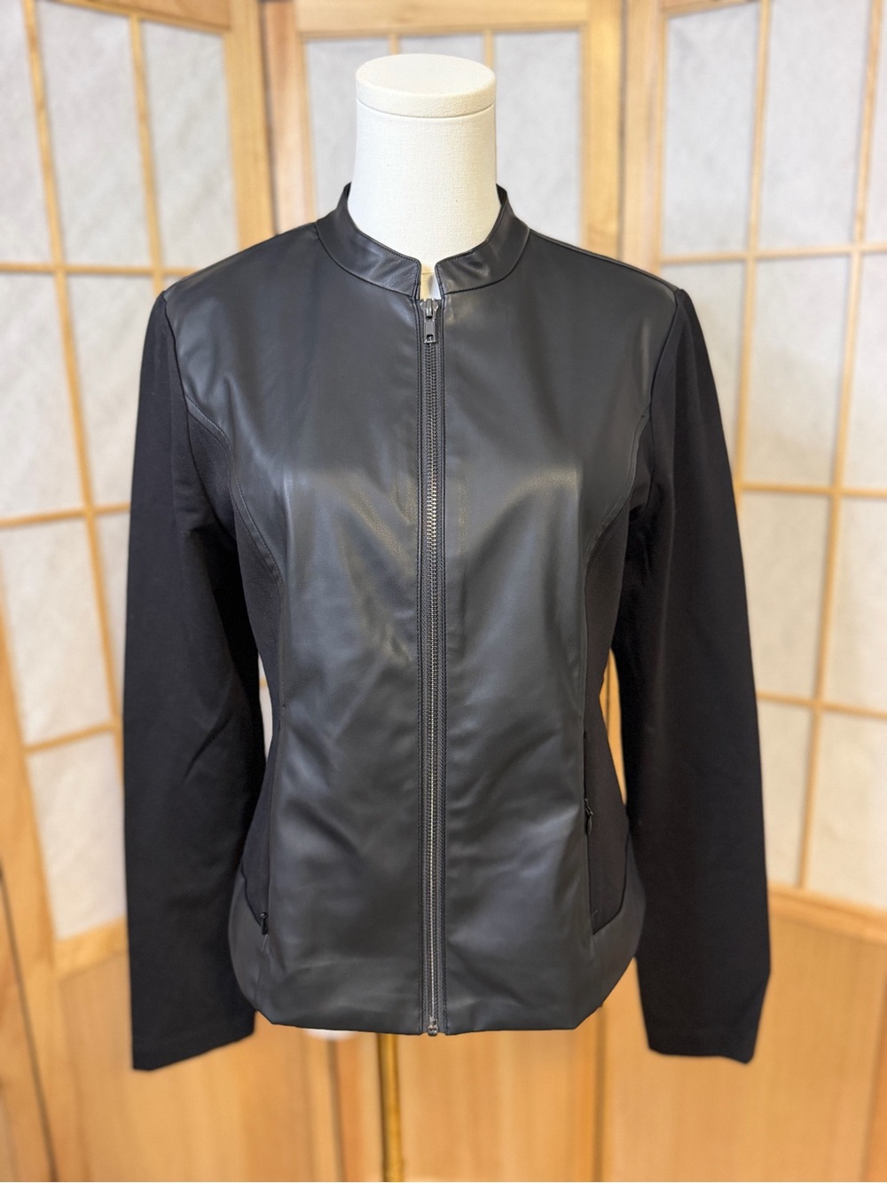 Premise Clothing Black Faux Leather & Knit Jacket Medium | NWT